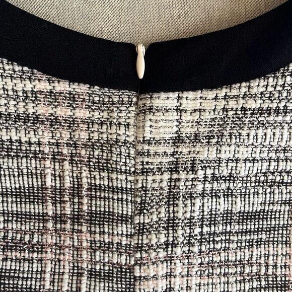 Shelby & Palmer Size 12 Black White Tweed A-Line Dress Short Sleeve Buttons Zip - Picture 8 of 14